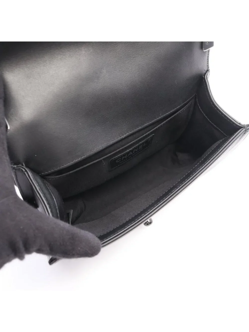 Chanel Shoulder Bag Boy Small Black Lambskin Chain